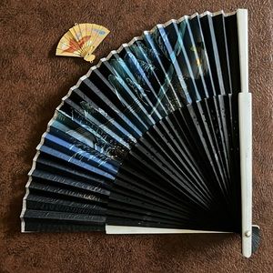 2 Vintage Folding Fans, One is a Petite Pendant